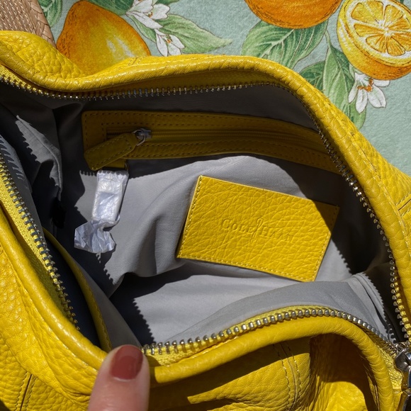 COLE HAAN Crosby Bucket Bag, Yellow Leather - Picture 3 of 4